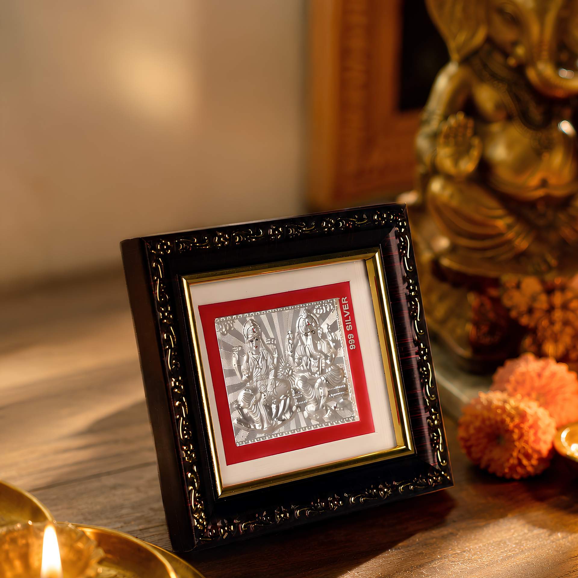 999 Silver Shubh Labh Lakshmi Ganesha Premium Classic Frame