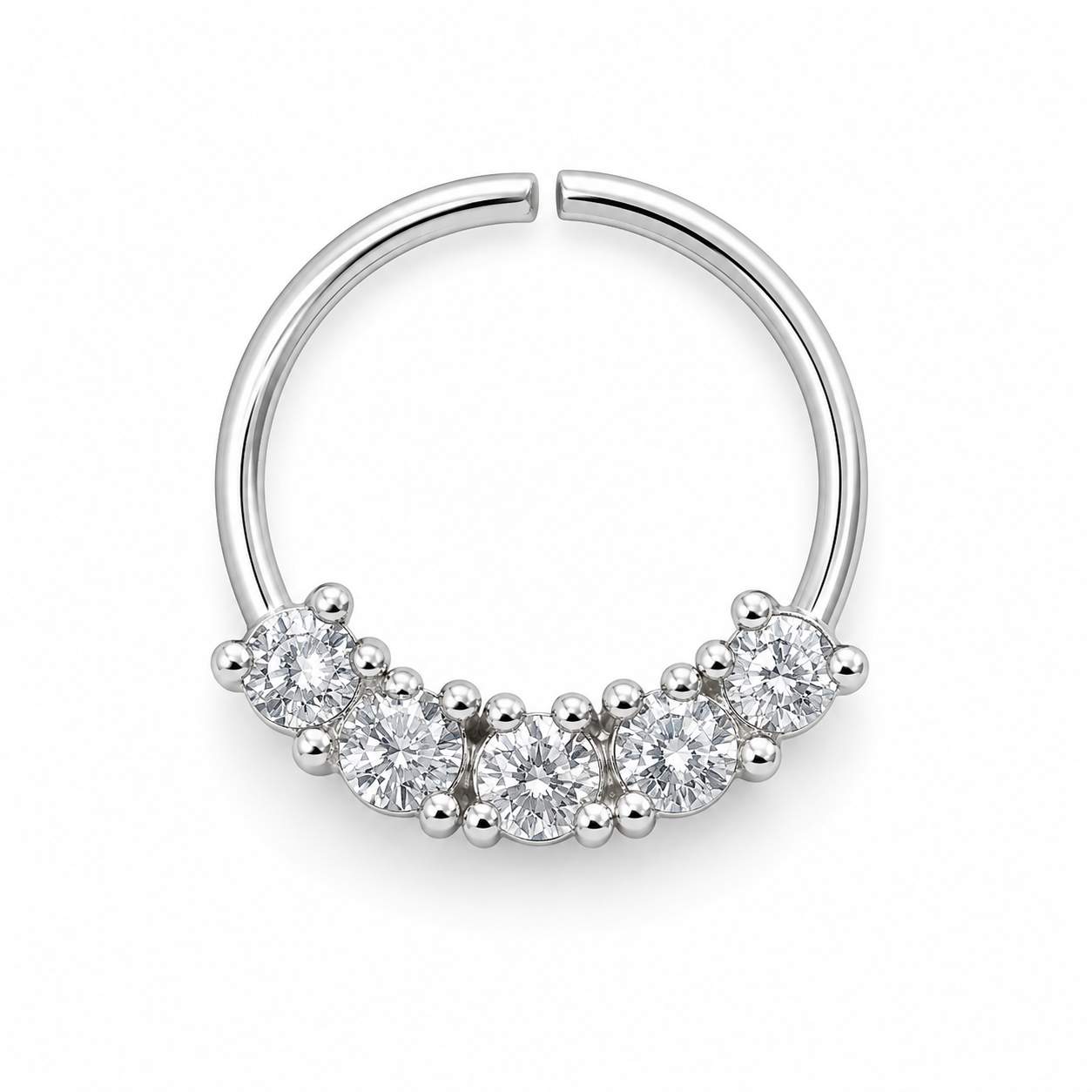 925 Sterling Silver Five Sparkle Open Nose Pin