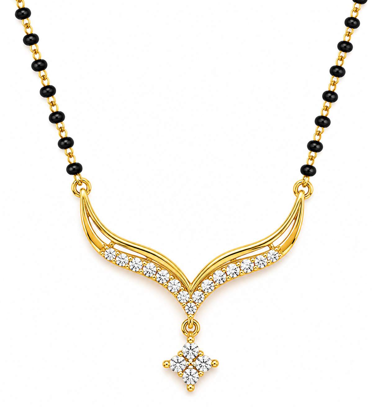 925 Sterling Silver Gold Plated Celestial V-Curve Mangalsutra