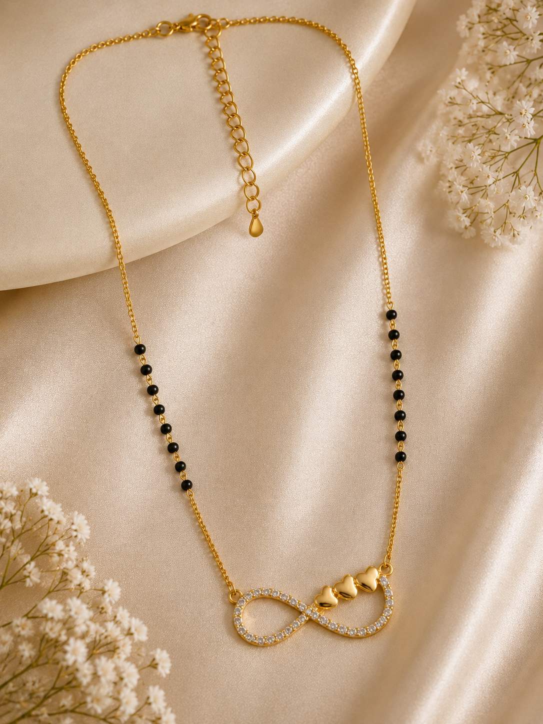 925 Sterling Silver Gold Plated Infinity Hearts Mangalsutra