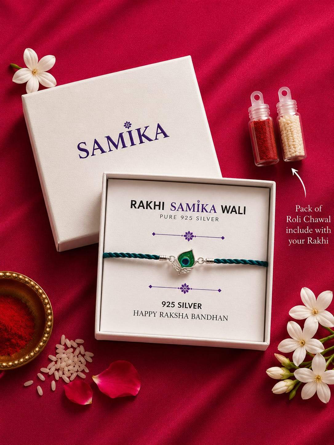 925 Sterling Silver Krishna Mor Pankh Rakhi