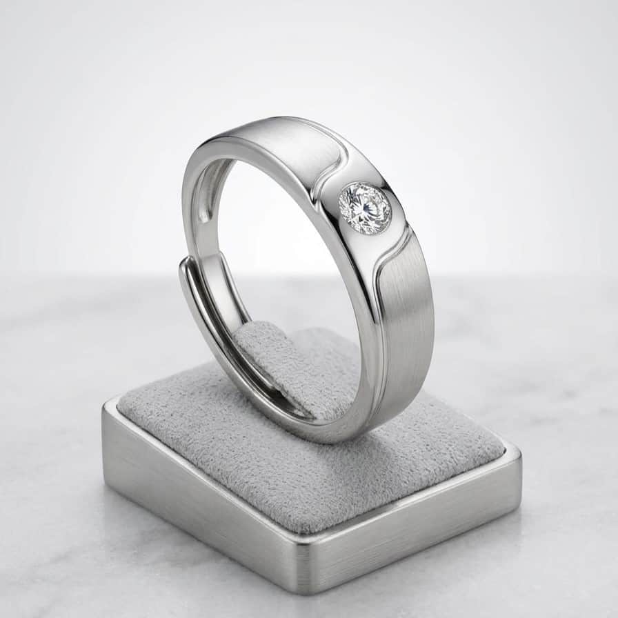 925 Sterling Silver Minimalist Solitaire Men's Ring