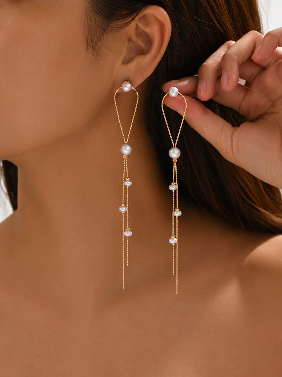 925 Sterling Silver Pearl Dangle Earrings