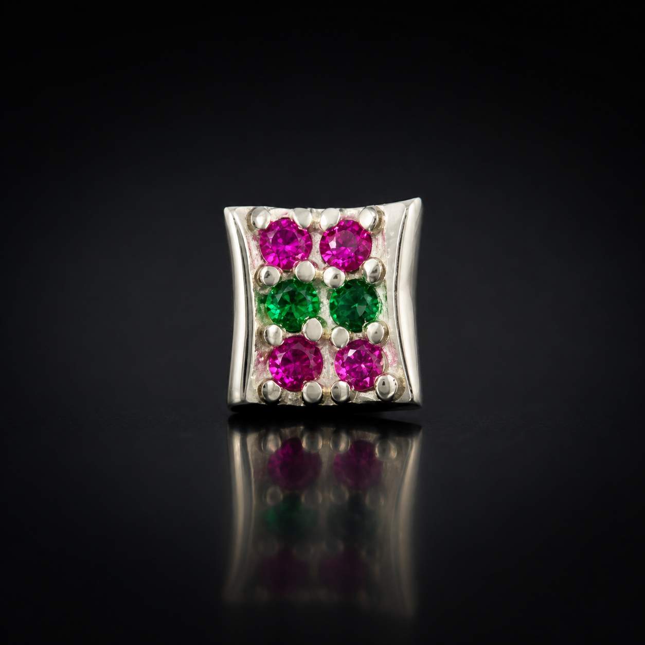 925 Sterling Multi Color Grid Stud Earrings