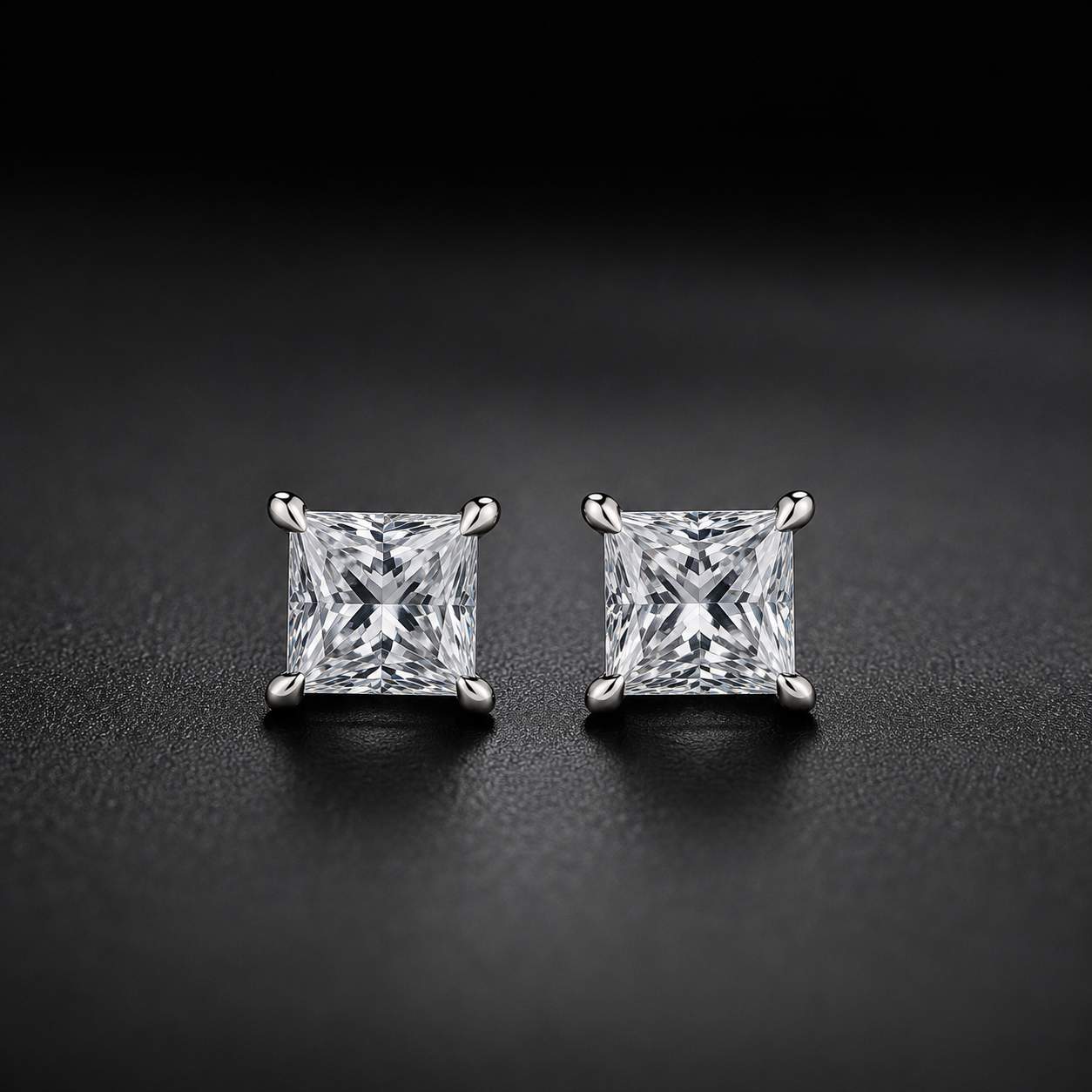 925 Sterling Silver Princess Cut Men’s Stud Earring