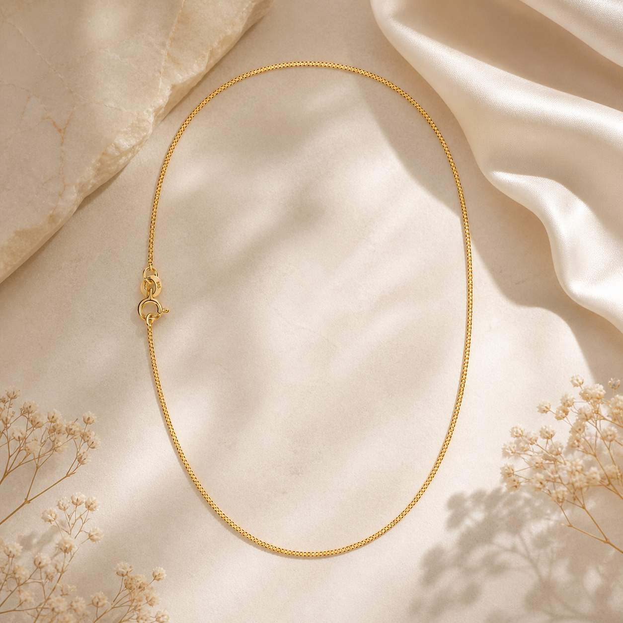 Gold Box Chain Necklace