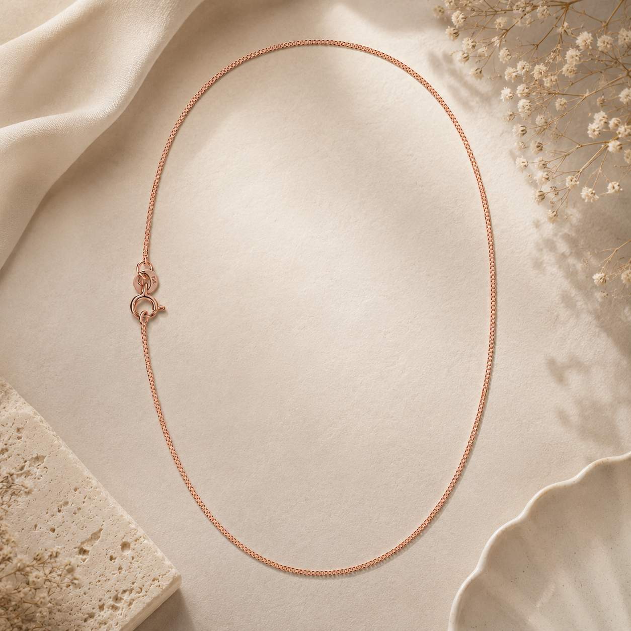 Rose Gold Box Chain Necklace