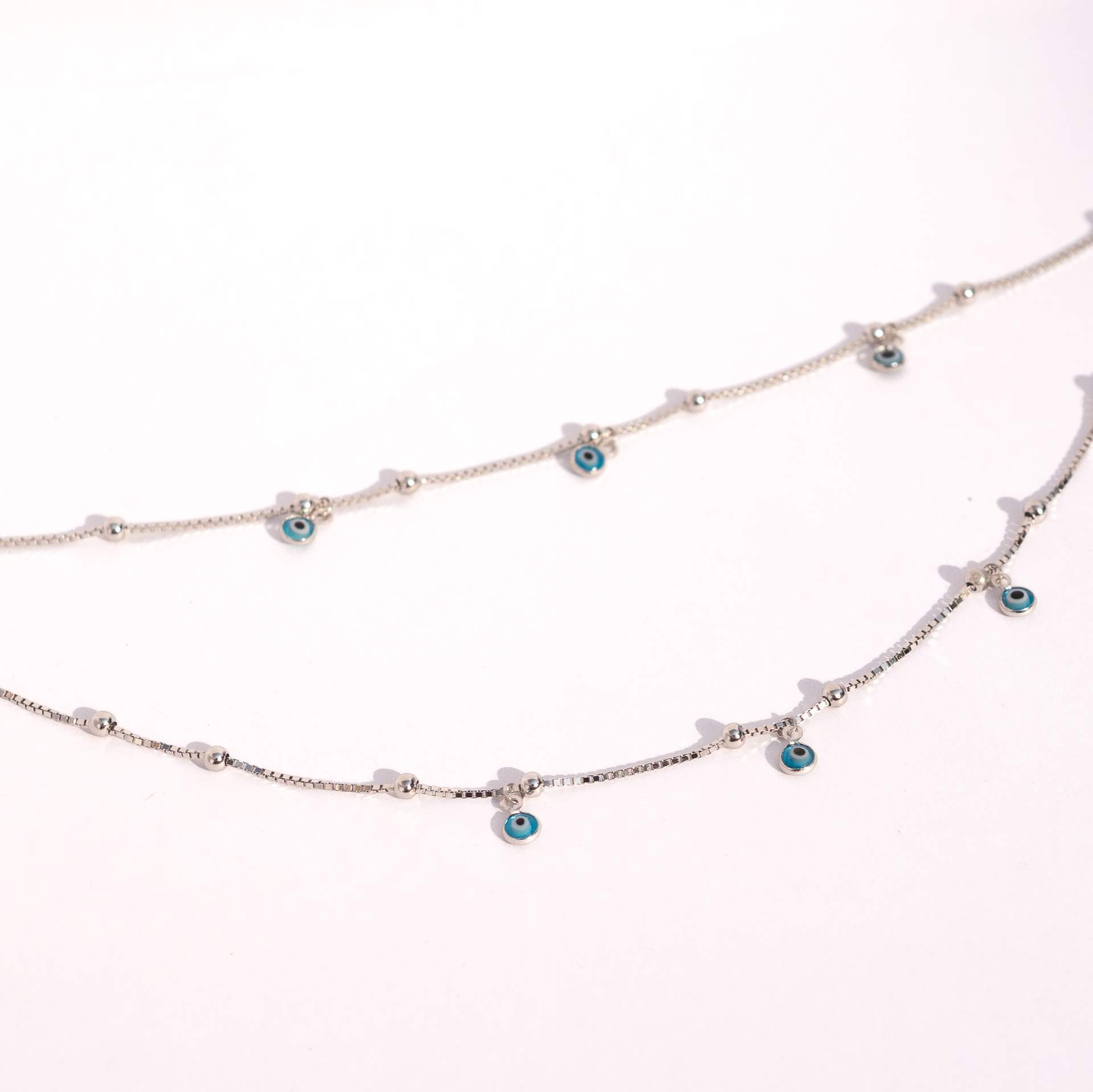 925 Sterling Silver Evil Eye Beaded Jewellery Anklet