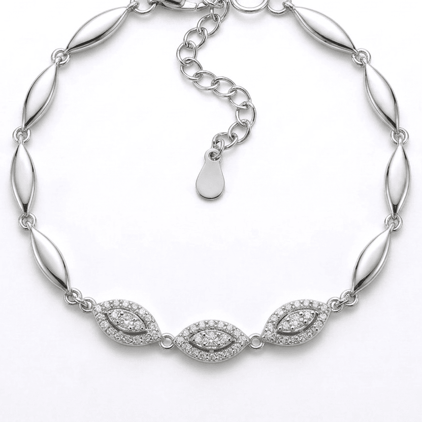 925 Sterling Silver Expanded Oval Link Jewellery Bracelet