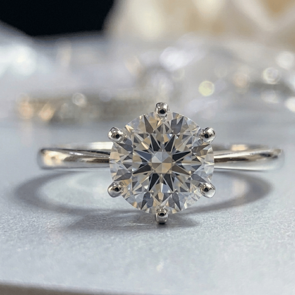 925 Sterling Silver Solitaire White Stone Adjustable Ring