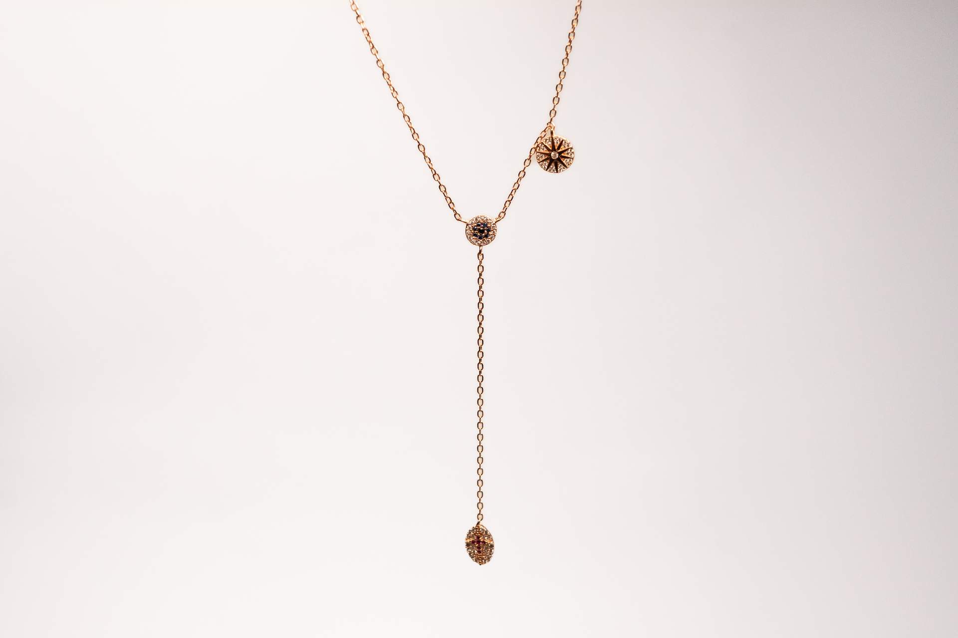 Celestial Drop Pendant With Chain In 925 Sterling Silver With Rose Gold Plating