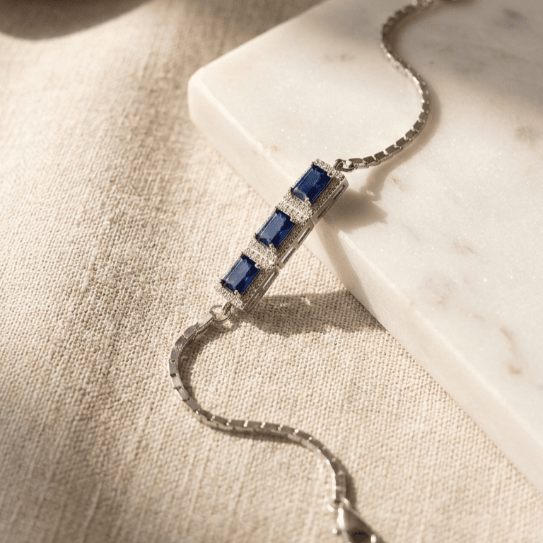 925 Sterling Silver Blue Stone Bracelet