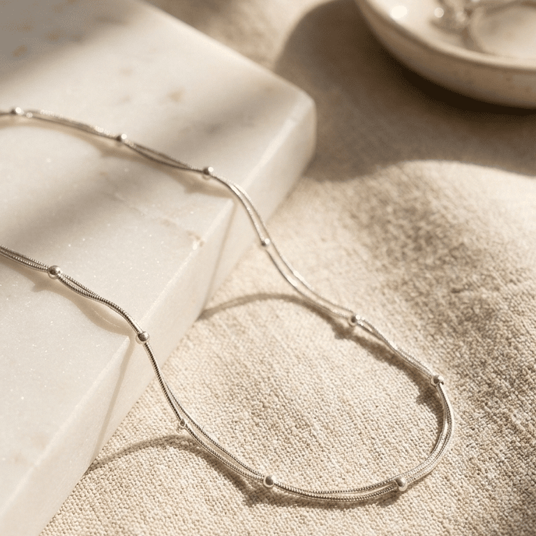 925 Sterling Silver Starlit Strands Anklet