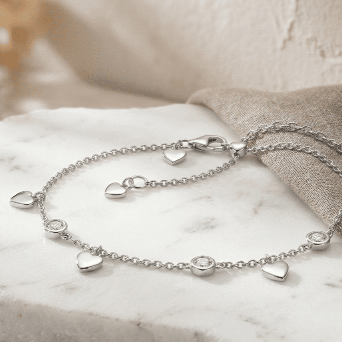 925 Sterling Silver Leaf Charm Jewellery Anklet