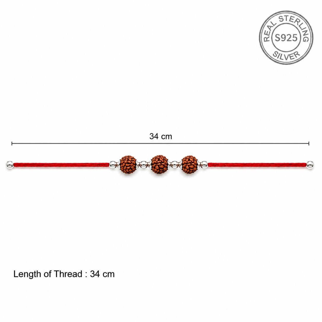 925 Sterling Silver Triple Rudraksha Rakhi - Image 7