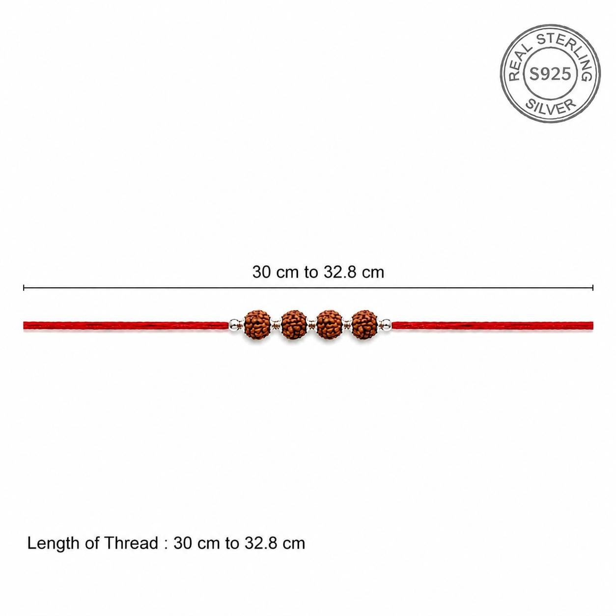 925 Sterling Silver Chatur Rudraksha Rakhi - Image 7
