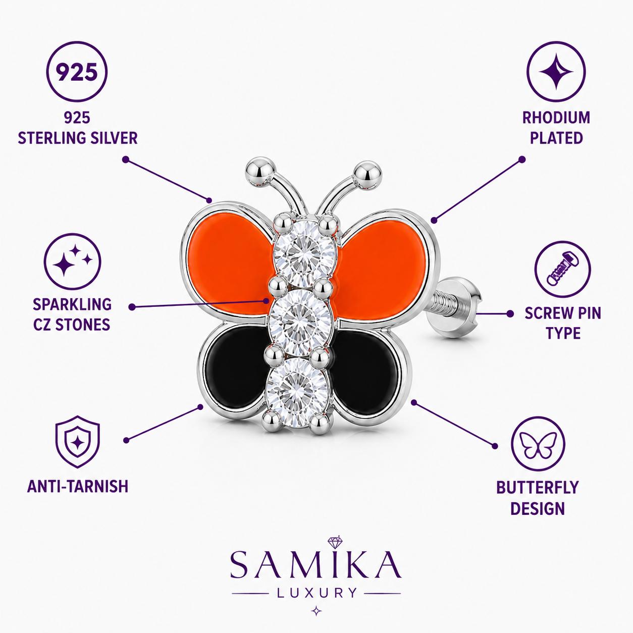925 Sterling Silver Butterfly Dual Shade Earrings - Image 12