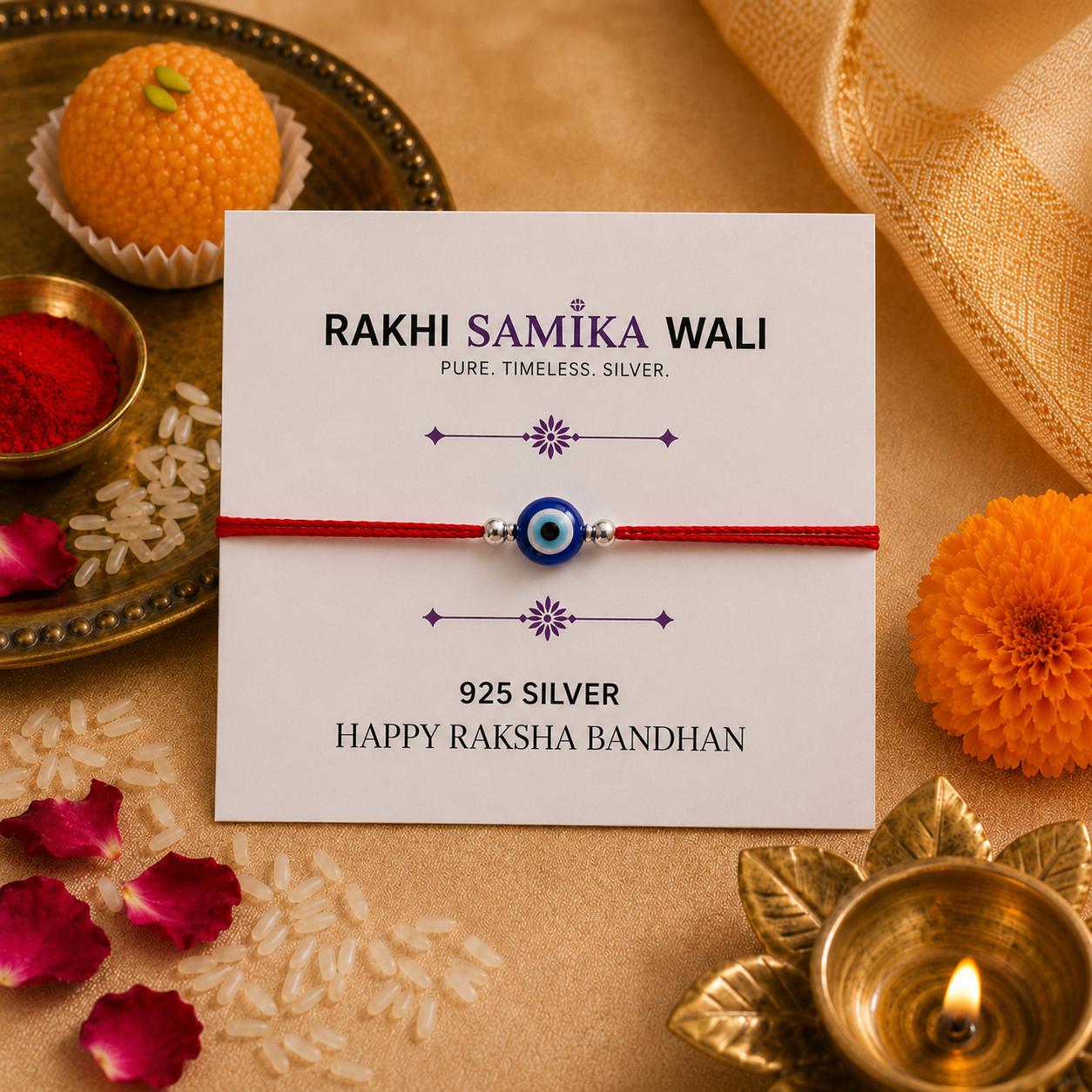 925 Sterling Silver Evil Eye Protection Rakhi - Image 4