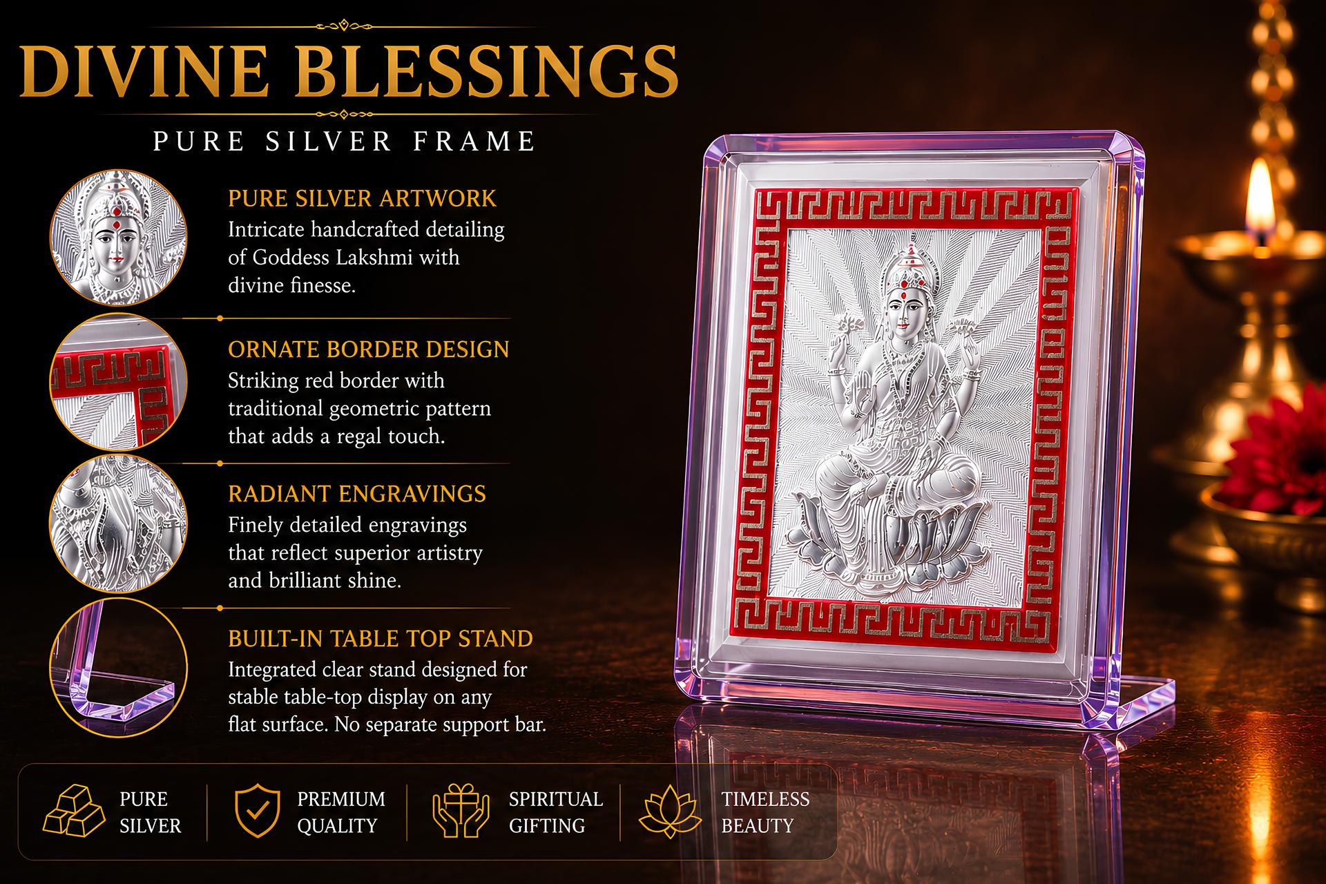 999 Silver Goddess Lakshmi Blessing Frame - Image 7