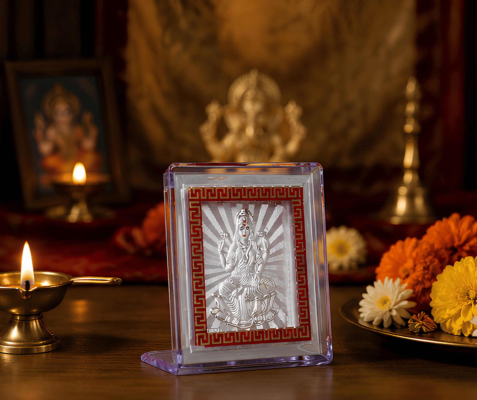 999 Silver Goddess Lakshmi Blessing Frame