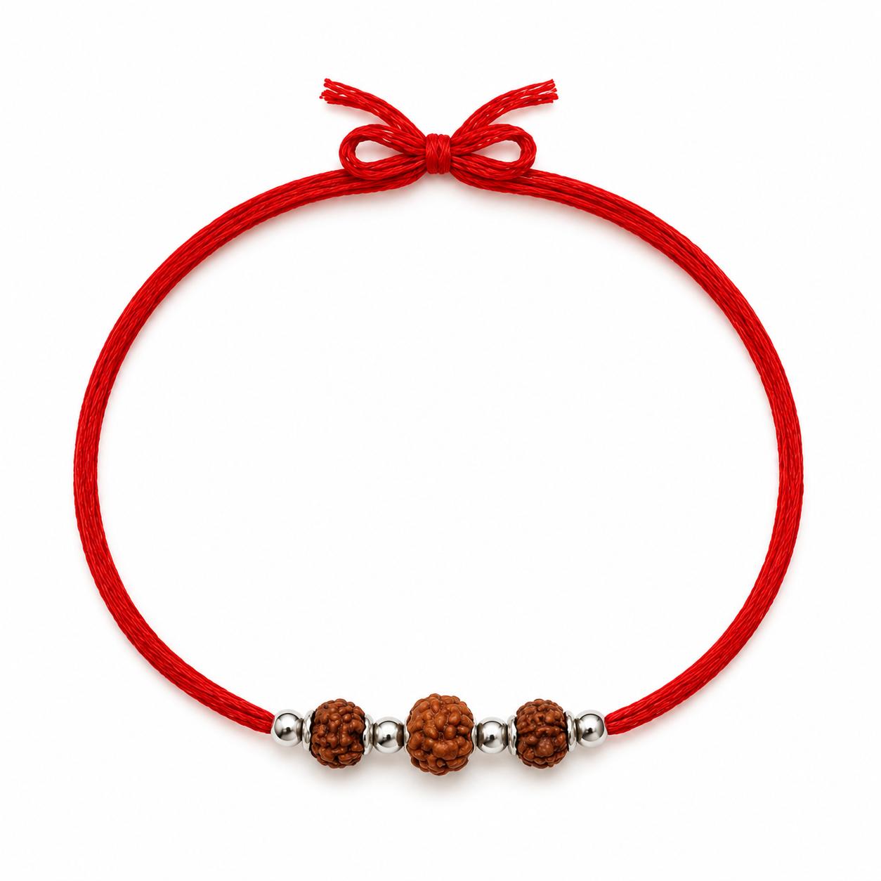 925 Sterling Silver Triple Rudraksha Rakhi - Image 2