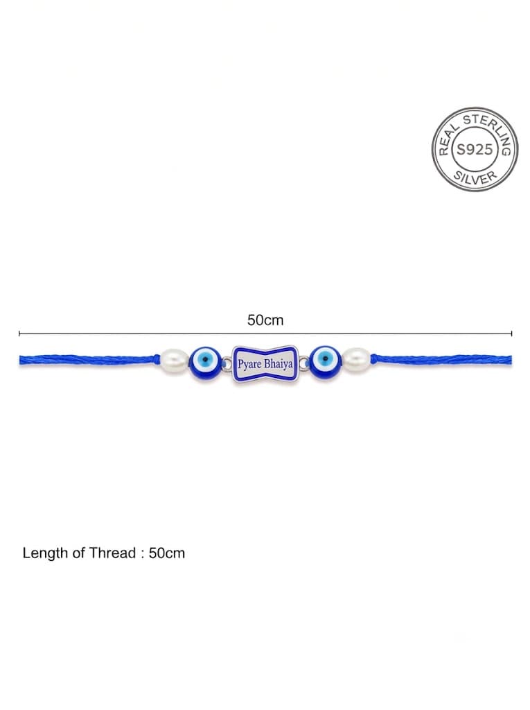 925 Sterling Silver Pyare Bhaiya Designer Rakhi With Roli-Chawal Set - Image 6