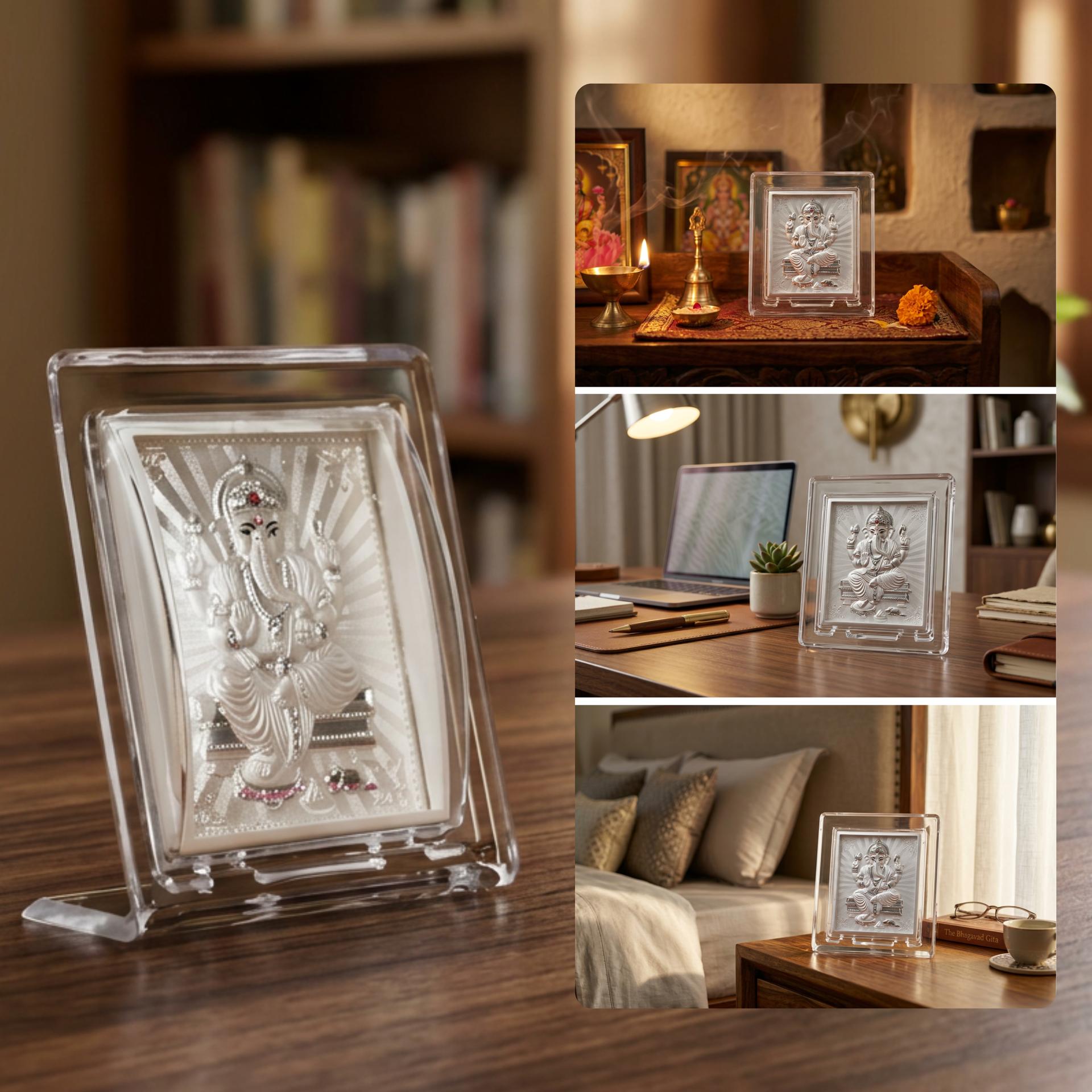 999 Silver Lord Ganesha Blessing Frame - Image 2