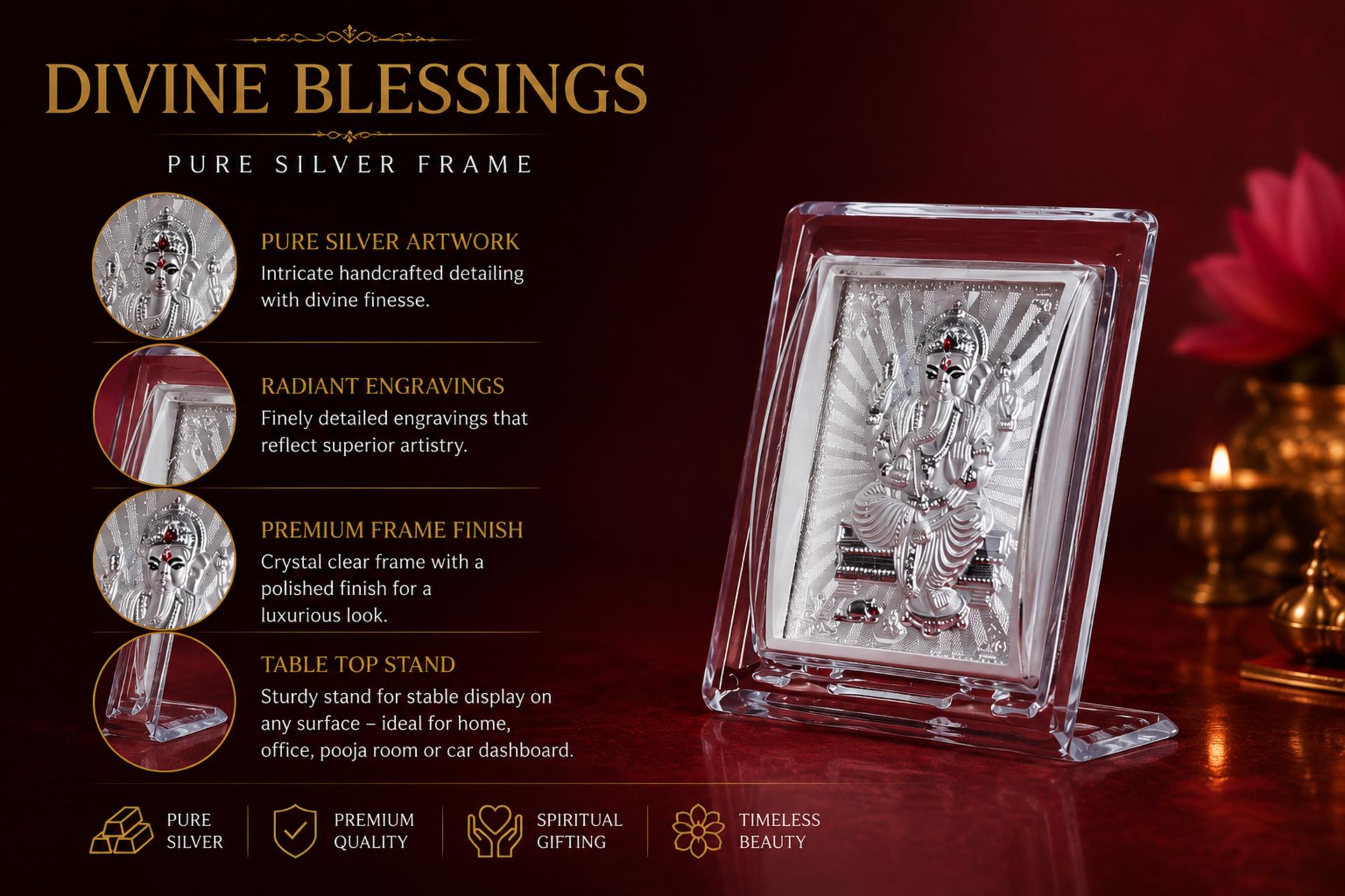 999 Silver Lord Ganesha Blessing Frame - Image 7