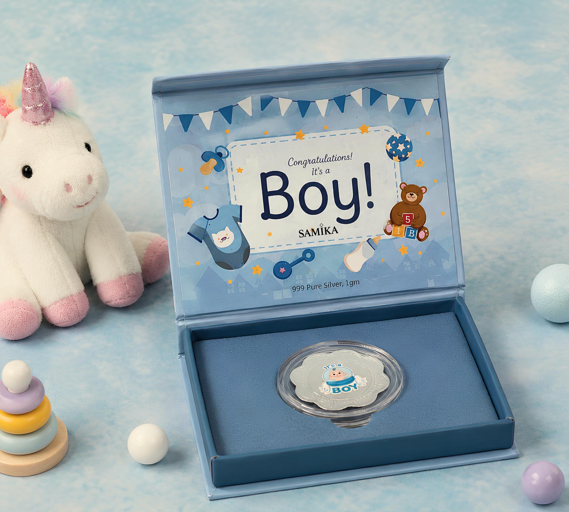 999 Silver Baby Boy Welcome Keepsake Gift Box - Image 2