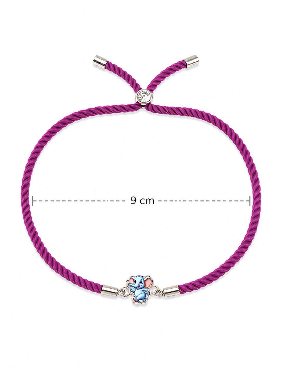 925 Sterling Silver Elephant Designer Kids Rakhi With Roli-Chawal Set - Image 6
