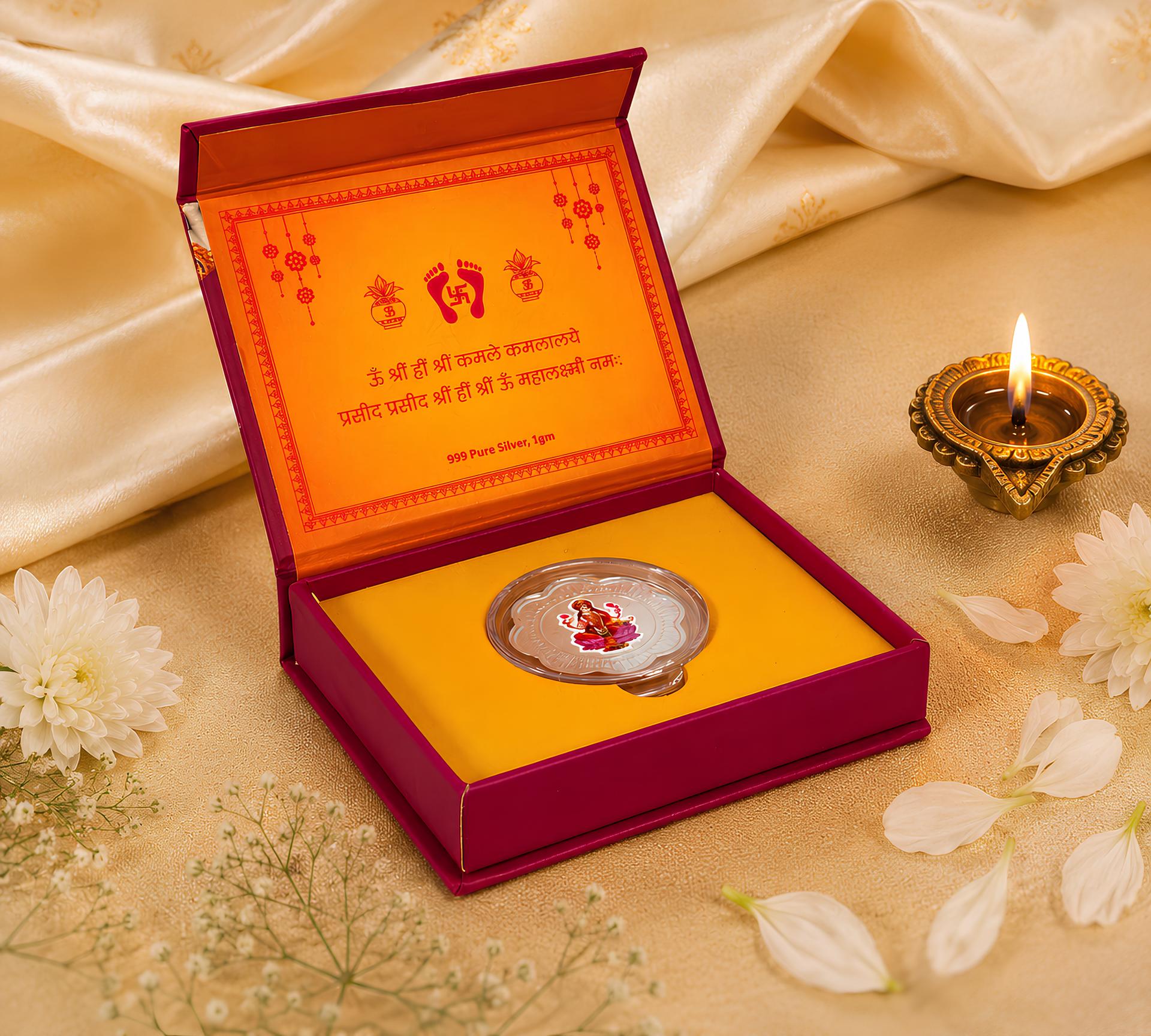 Mahalakshmi 999 Silver Devotional Coin Gift Box