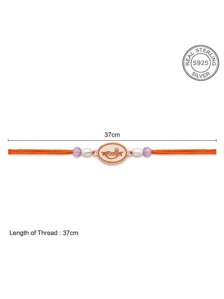 925 Sterling Silver Mahakal Designer Rakhi With Roli-Chawal Set - Image 6