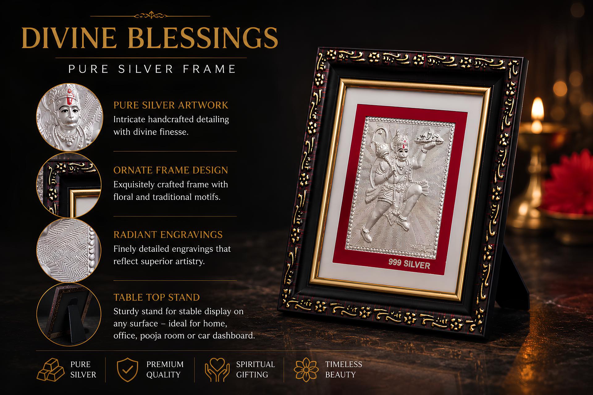 999 Silver Divya Hanuman Premium Classic Frame - Image 4