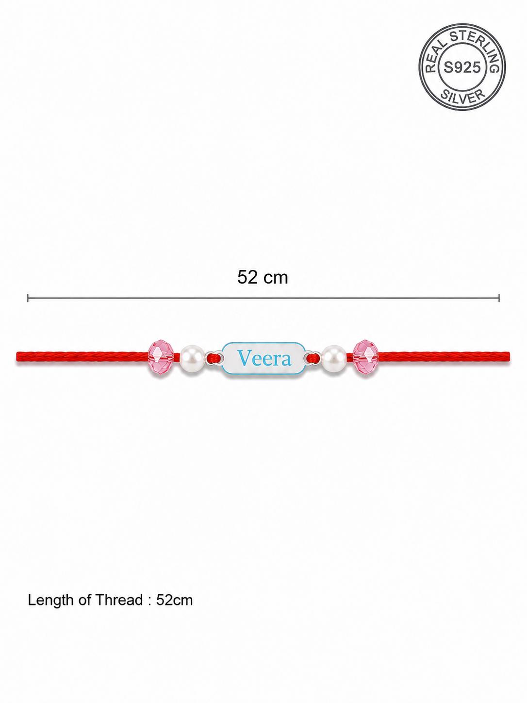 925 Sterling Silver Veera Designer Rakhi With Roli-Chawal Set - Image 6