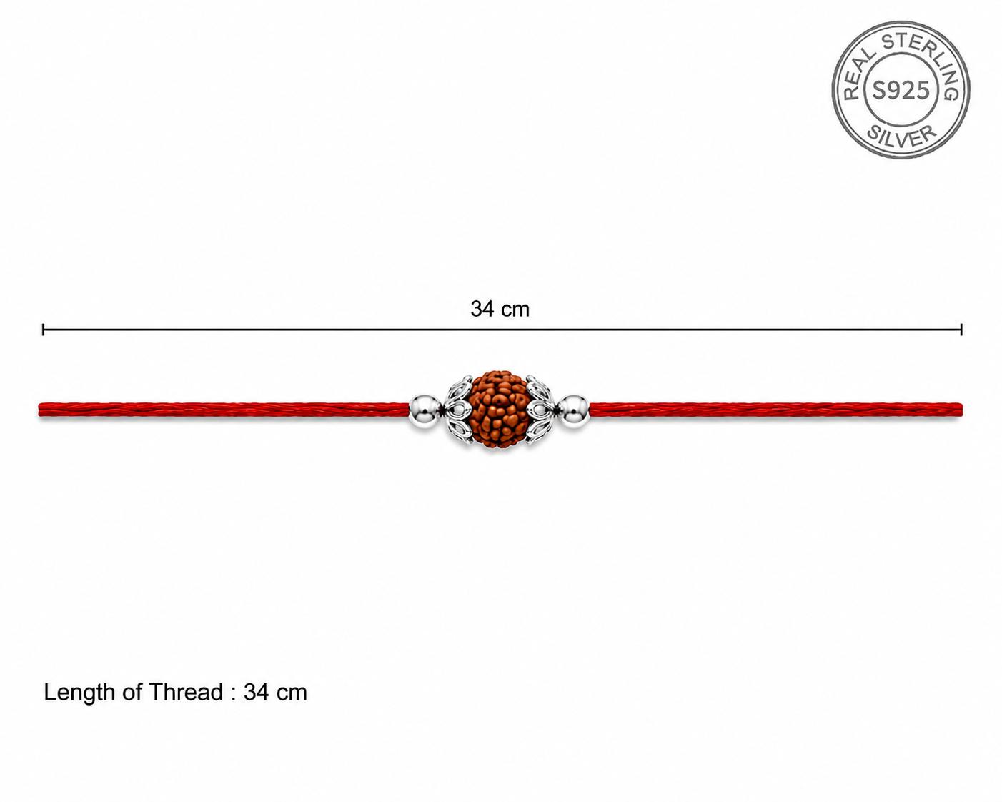 925 Sterling Silver Rudraksha Bead Rakhi - Image 7