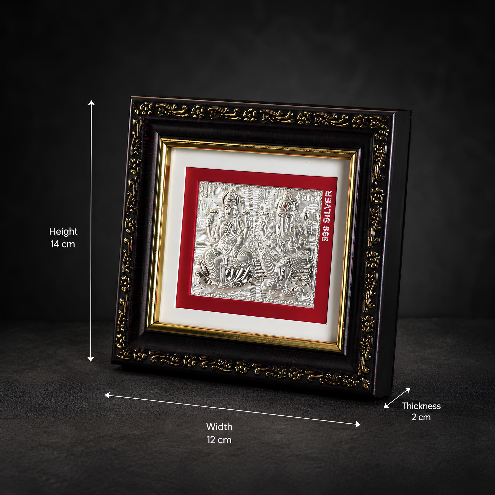 999 Silver Shubh Labh Lakshmi Ganesha Premium Classic Frame - Image 6