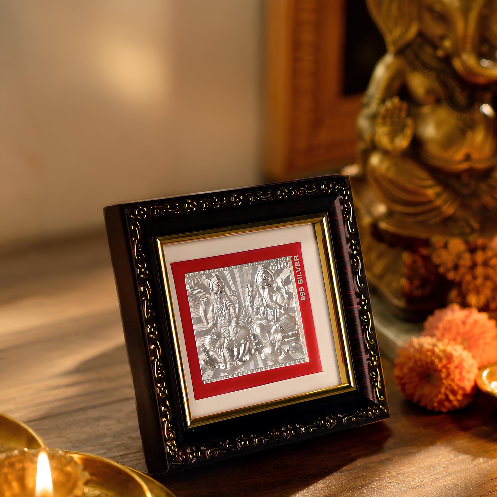 999 Silver Shubh Labh Lakshmi Ganesha Premium Classic Frame