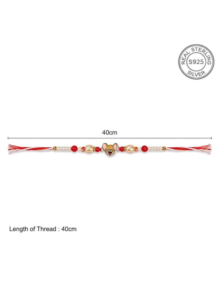 925 Sterling Silver Jerry Cartoon Kids Rakhi With Roli-Chawal Set - Image 7
