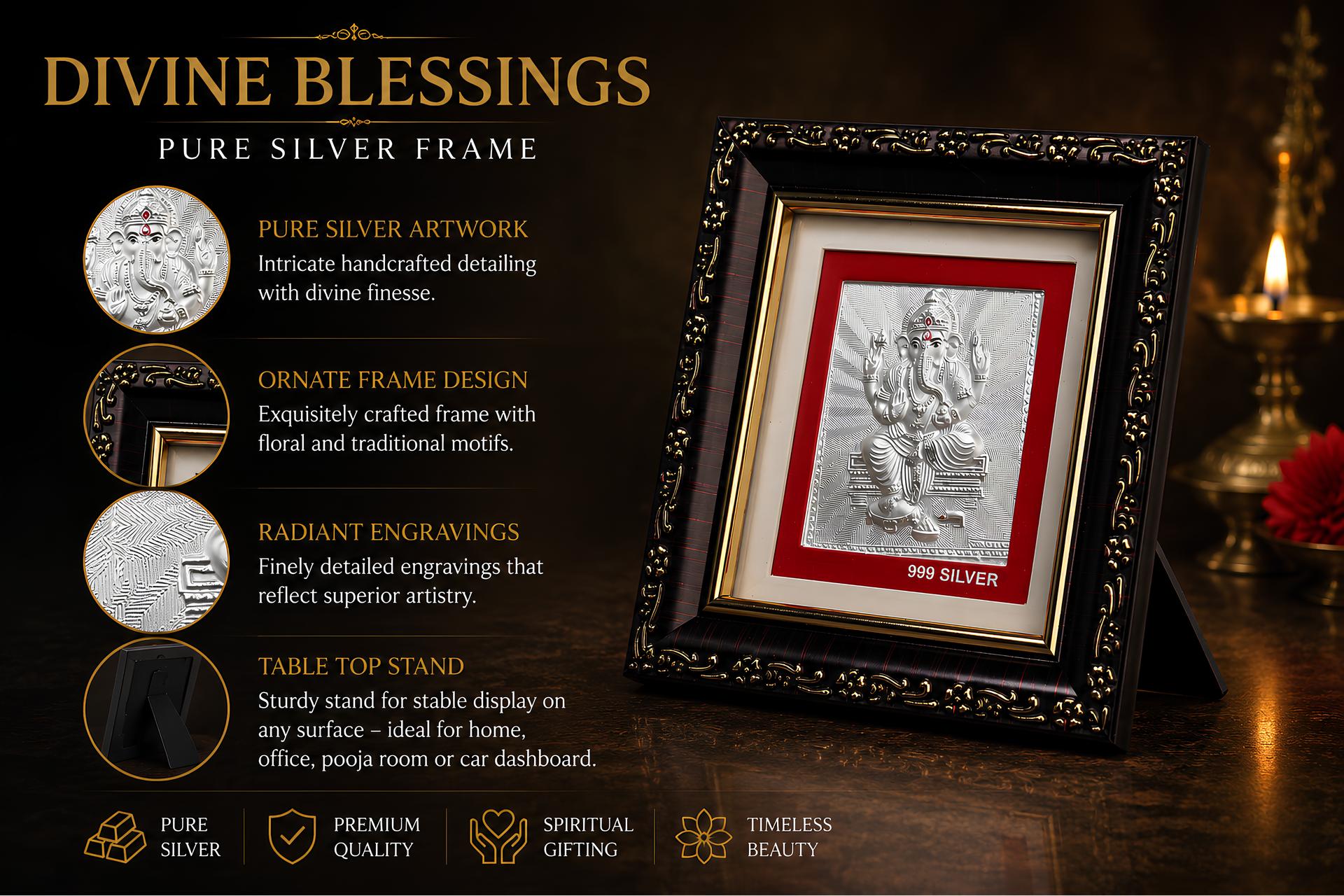 999 Silver Lord Ganesha Premium Classic Frame - Image 8