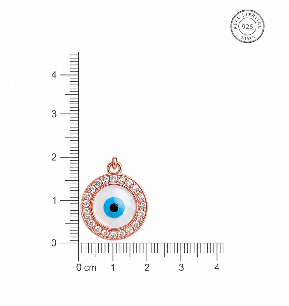 925 Sterling Silver Rose Gold Plated Evil Eye Crystal Mangalsutra Necklace - Image 5