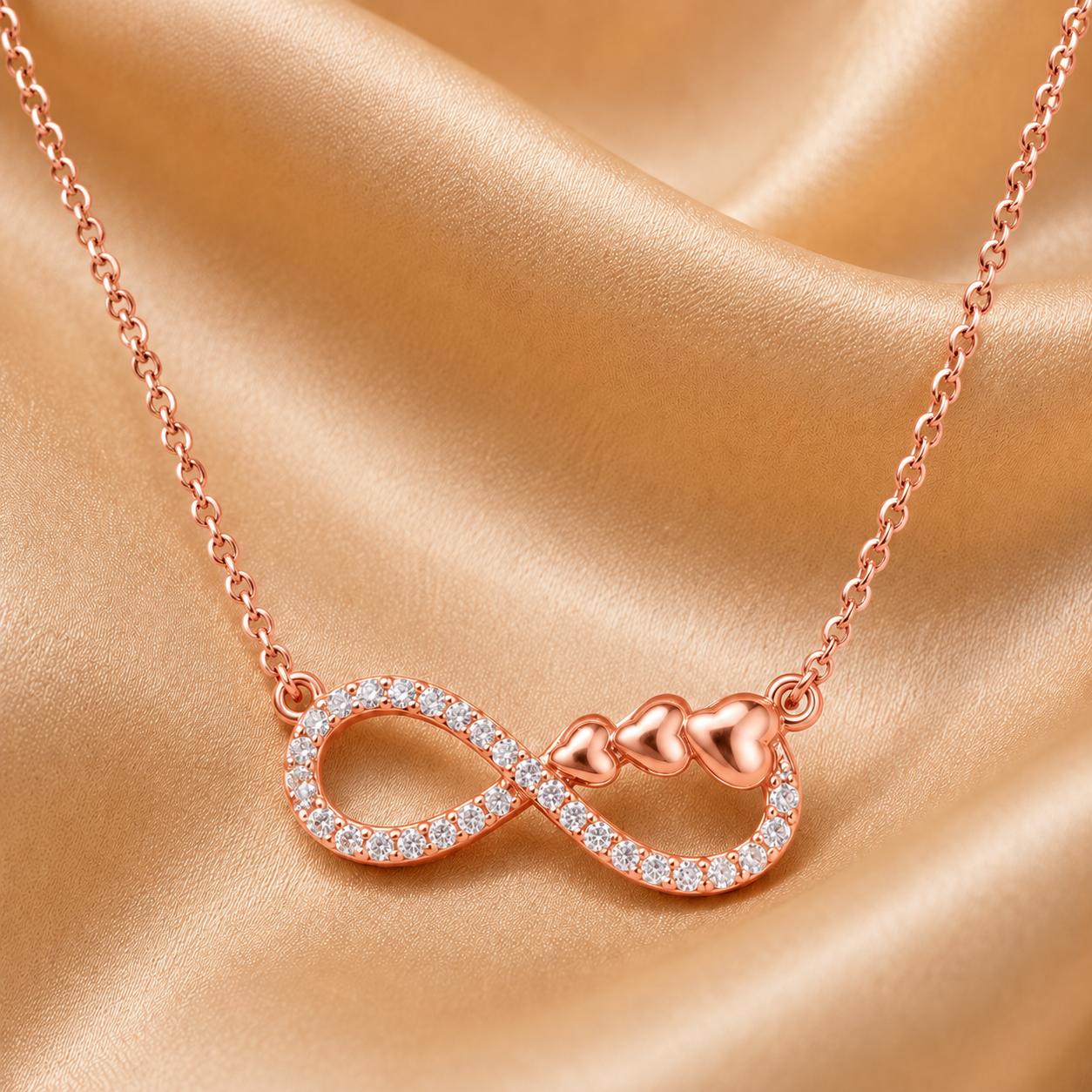 926 Sterling Silver Rose Gold Plated Infinity Hearts Mangalsutra - Image 3