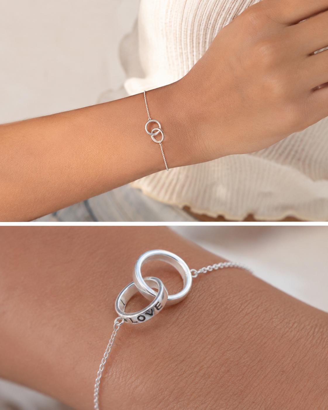 925 Sterling Silver Forever Interlocking Circle Bracelet - Image 3