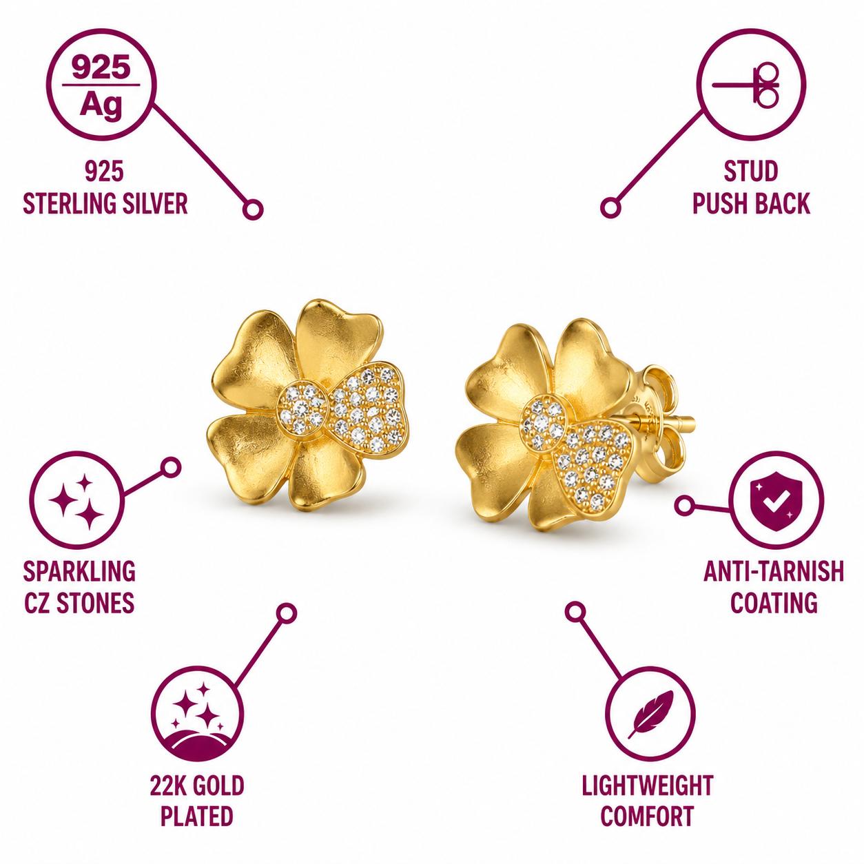 925 Sterling Silver With 22k Gold Plated Aurora Bloom Earring - Image 5