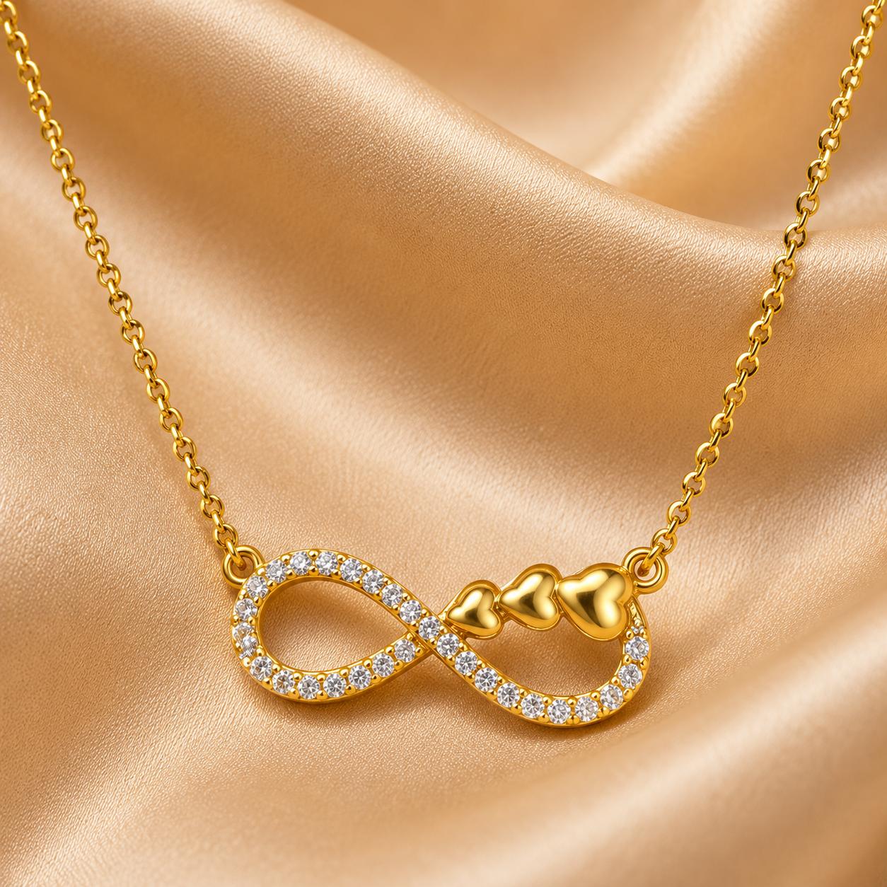925 Sterling Silver Gold Plated Infinity Hearts Mangalsutra - Image 3