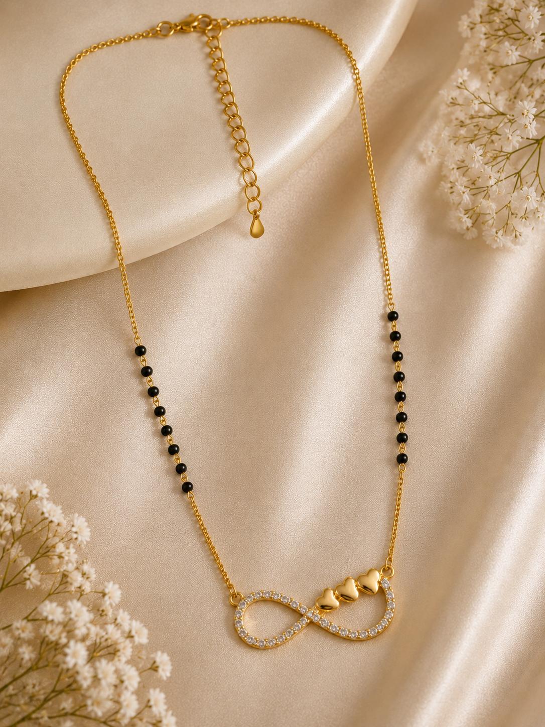 925 Sterling Silver Gold Plated Infinity Hearts Mangalsutra
