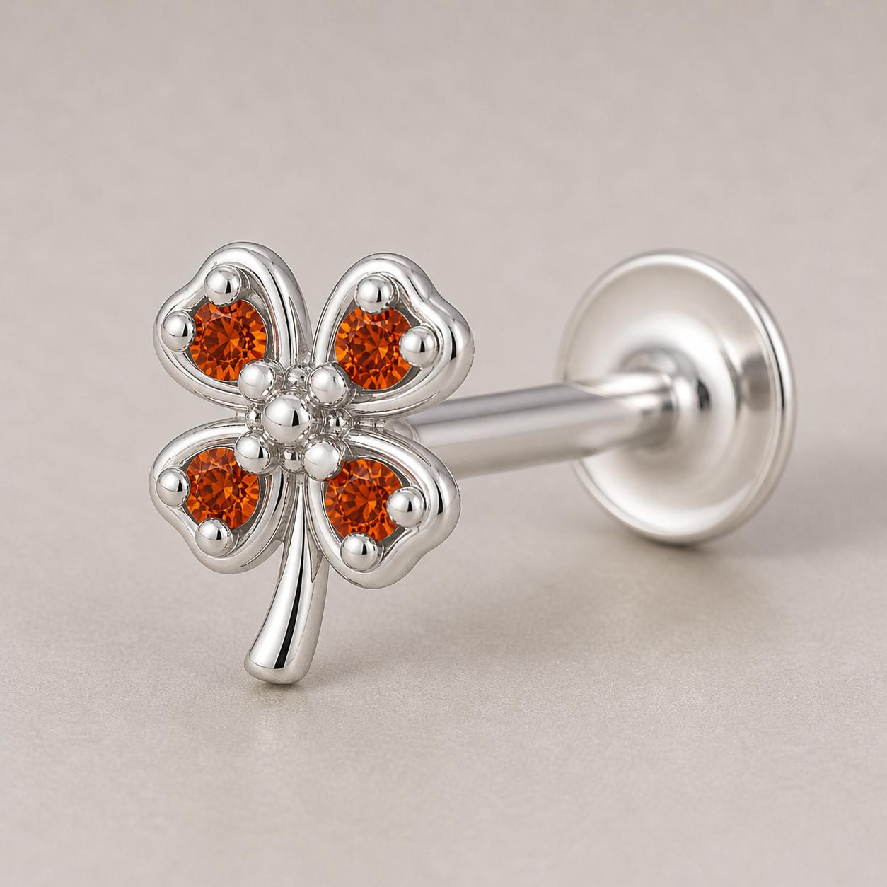 925 Sterling Silver Four Leaf Clover Earrings - Image 3