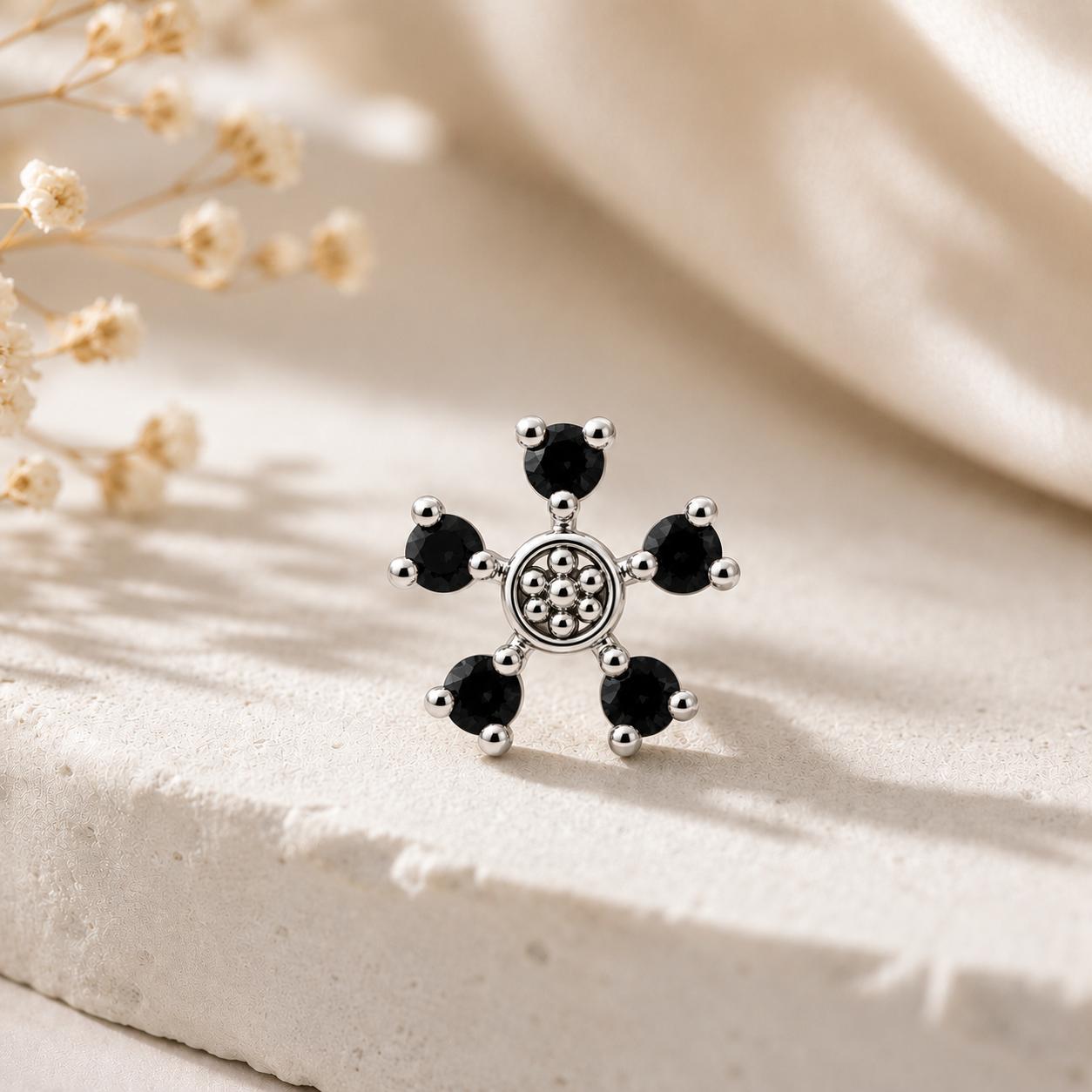 925 Sterling Silver Snowflake Stone Earrings - Image 9