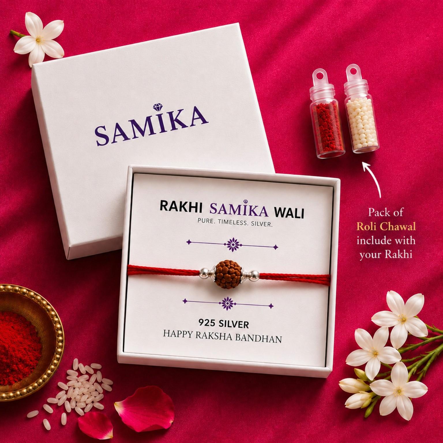 925 Sterling Silver Rudraksha Bead Rakhi
