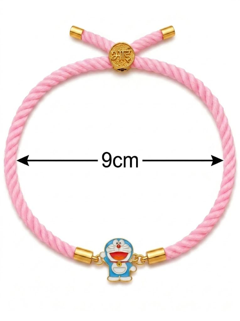 925 Sterling Silver Doraemon Cartoon Rakhi For Kids With Roli-Chawal Set - Image 6