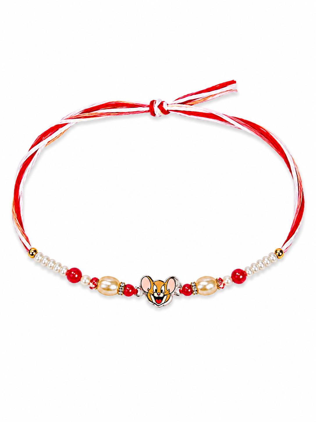 925 Sterling Silver Jerry Cartoon Kids Rakhi With Roli-Chawal Set - Image 4
